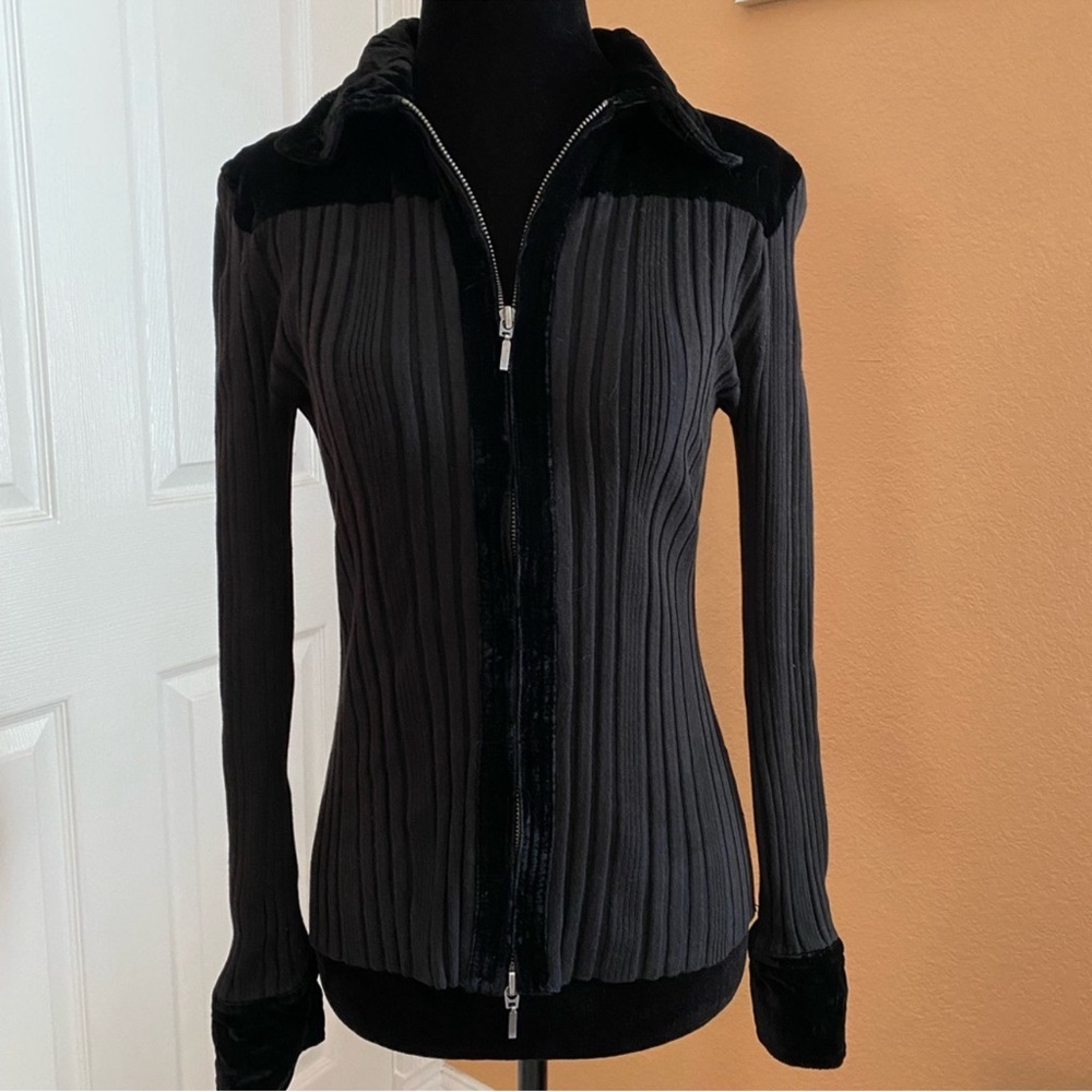 Cabi Stretchy black ribbed velvet